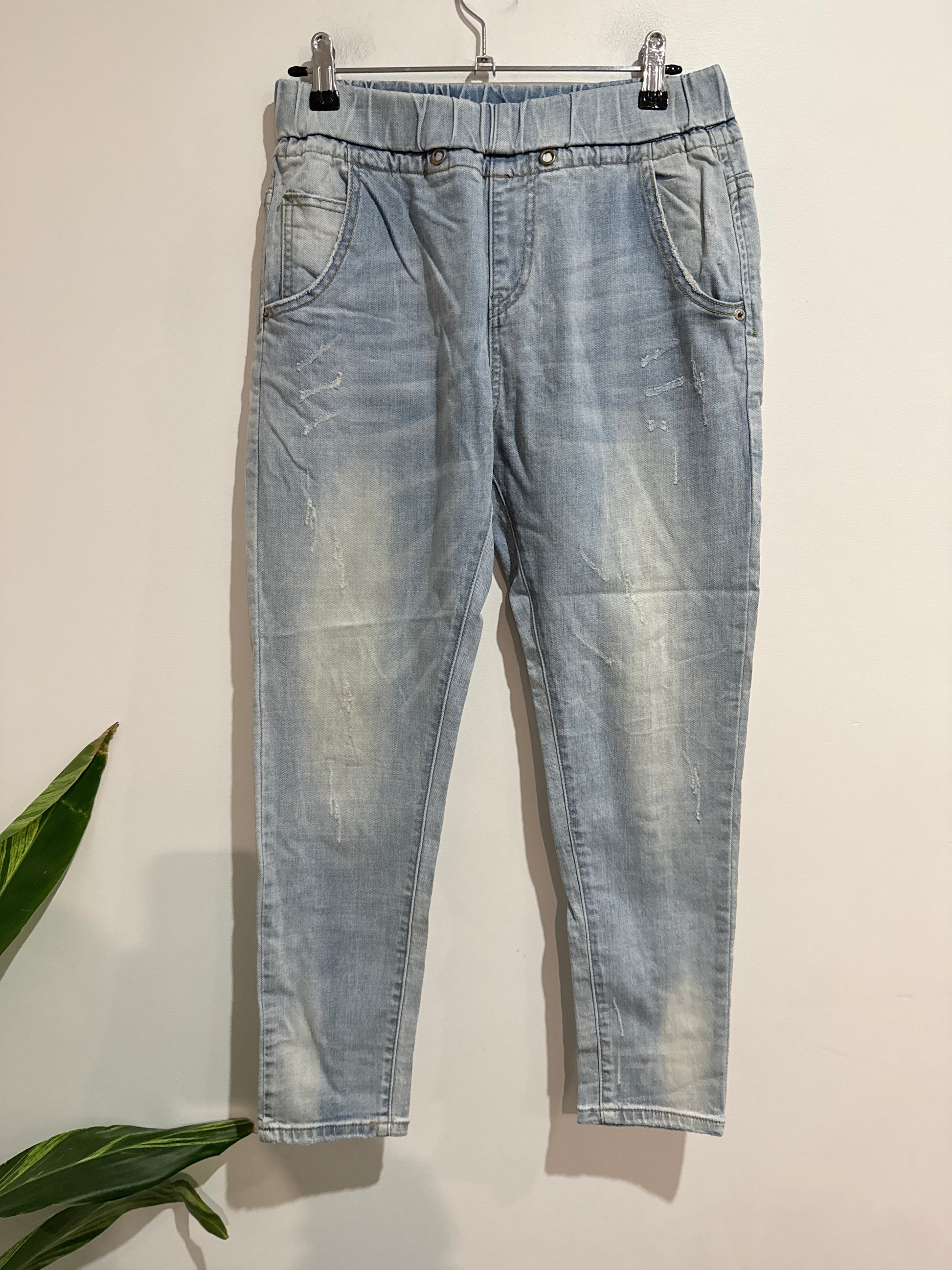 Flower Casket Denim Jogger Pants Size Waist 74cm