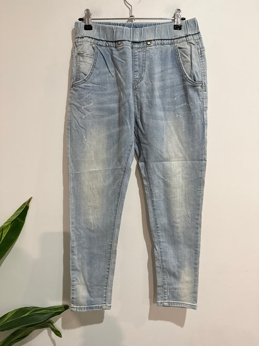 Flower Casket Denim Jogger Pants Size Waist 74cm