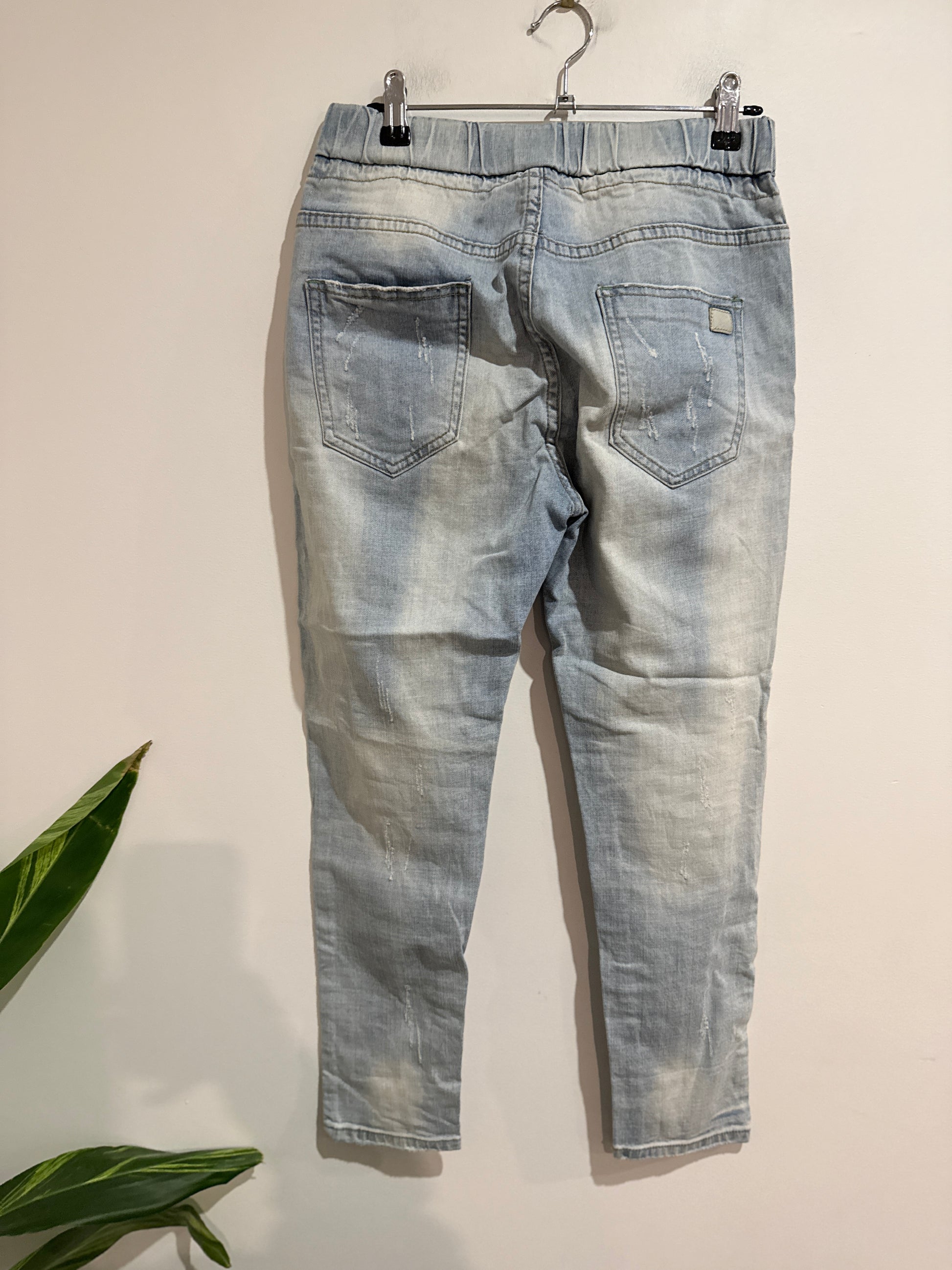 Flower Casket Denim Jogger Pants Size Waist 74cm