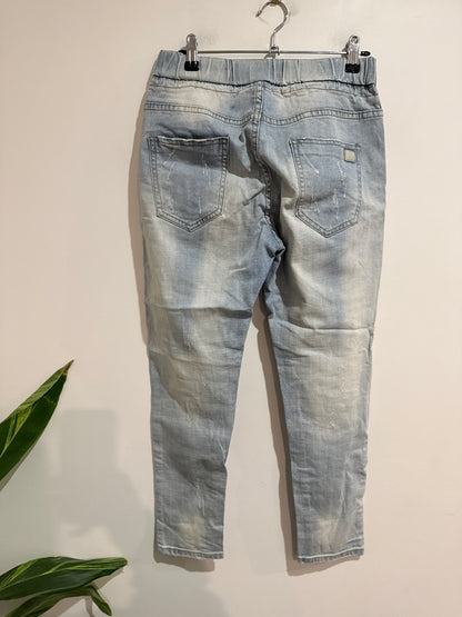 Flower Casket Denim Jogger Pants Size Waist 74cm