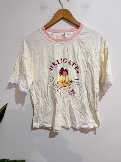 Brand Unknown Graphic Ringer T-shirt Size XL | U/Arm to U/Arm 52cm