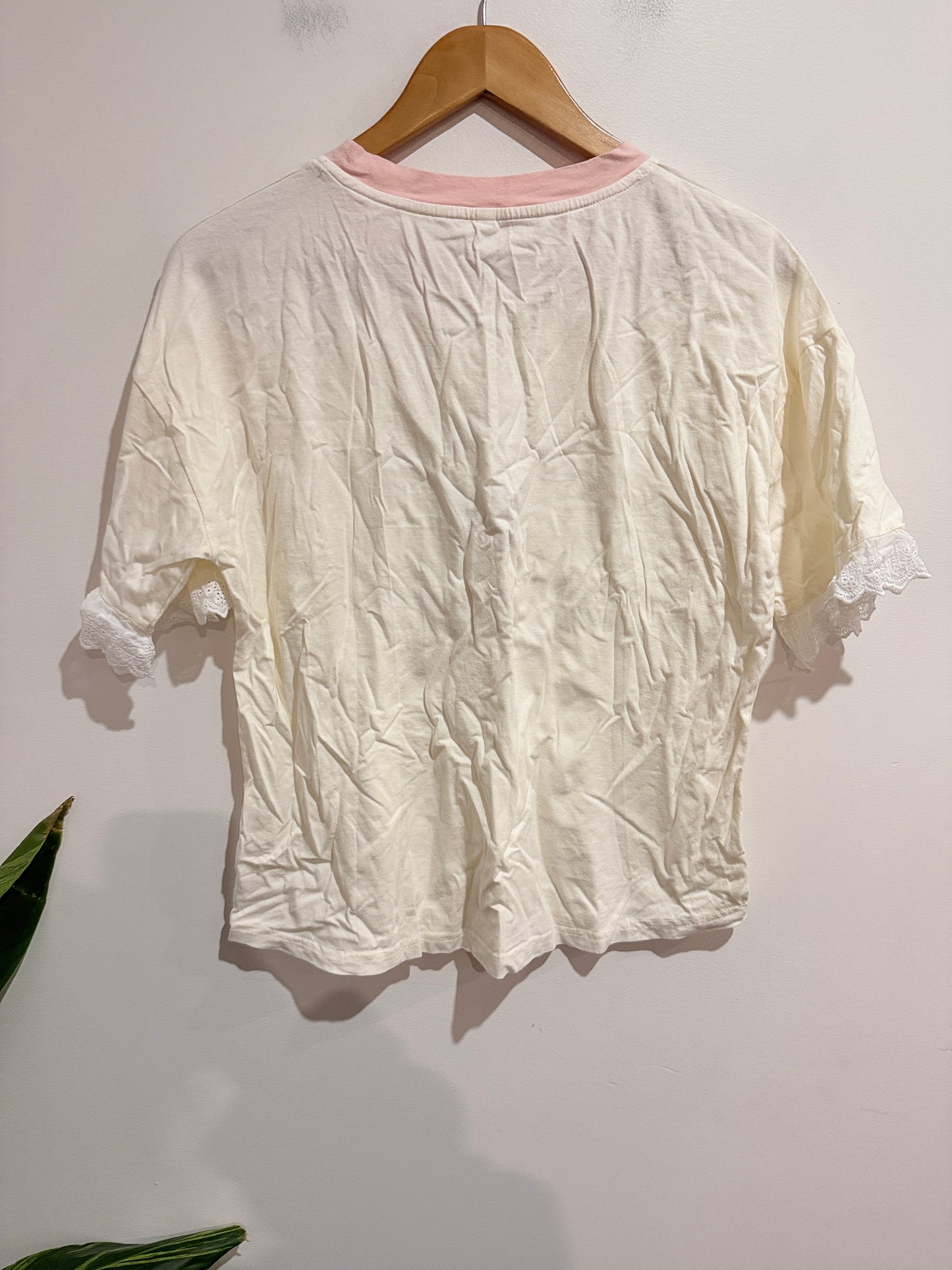 Brand Unknown Graphic Ringer T-shirt Size XL | U/Arm to U/Arm 52cm
