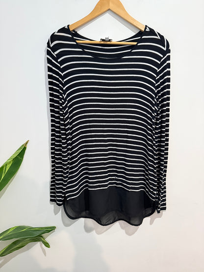 Witchery Striped Viscose Knit Top - Size S
