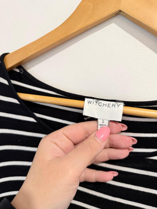 Witchery Striped Viscose Knit Top - Size S