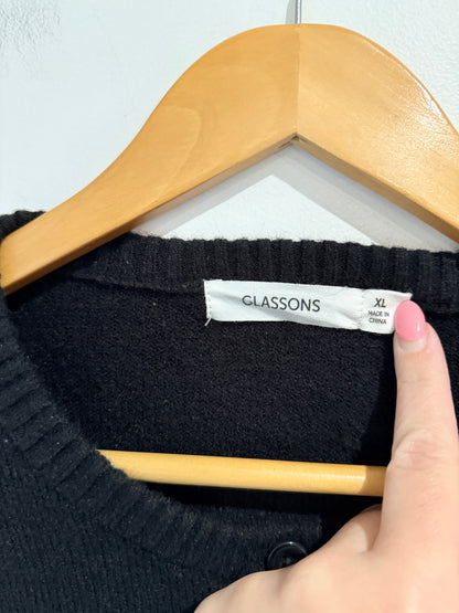 Glassons Button Cardigan Black - Size XL