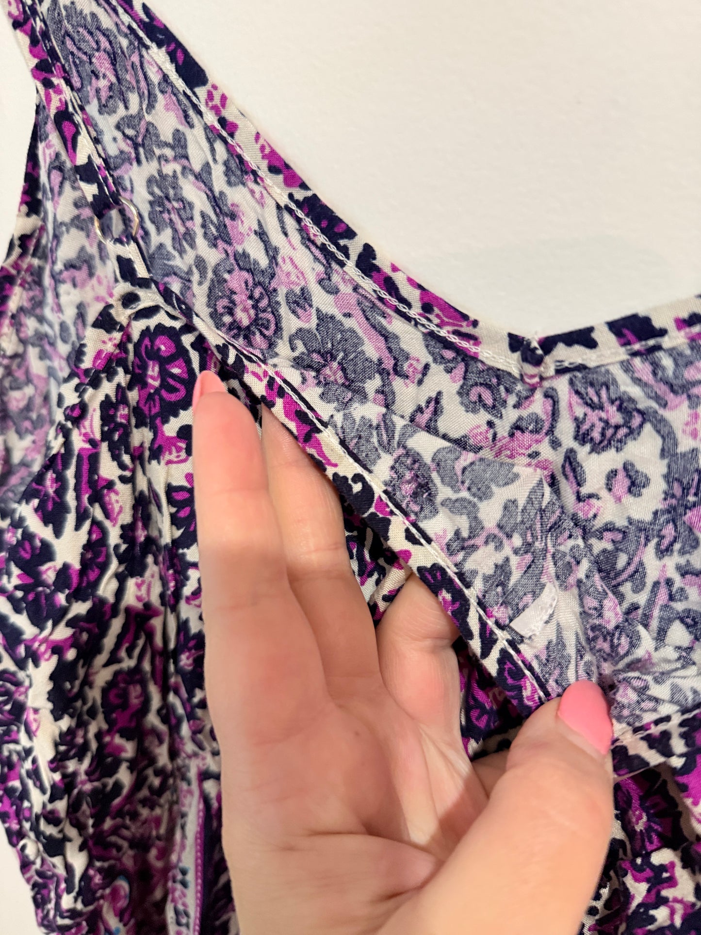 Floral Viscose Dress Purple & White - 46cm u/arm