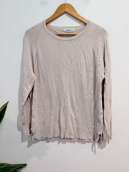 Pink Woman Lightweight Knit Sweater Beige - XL
