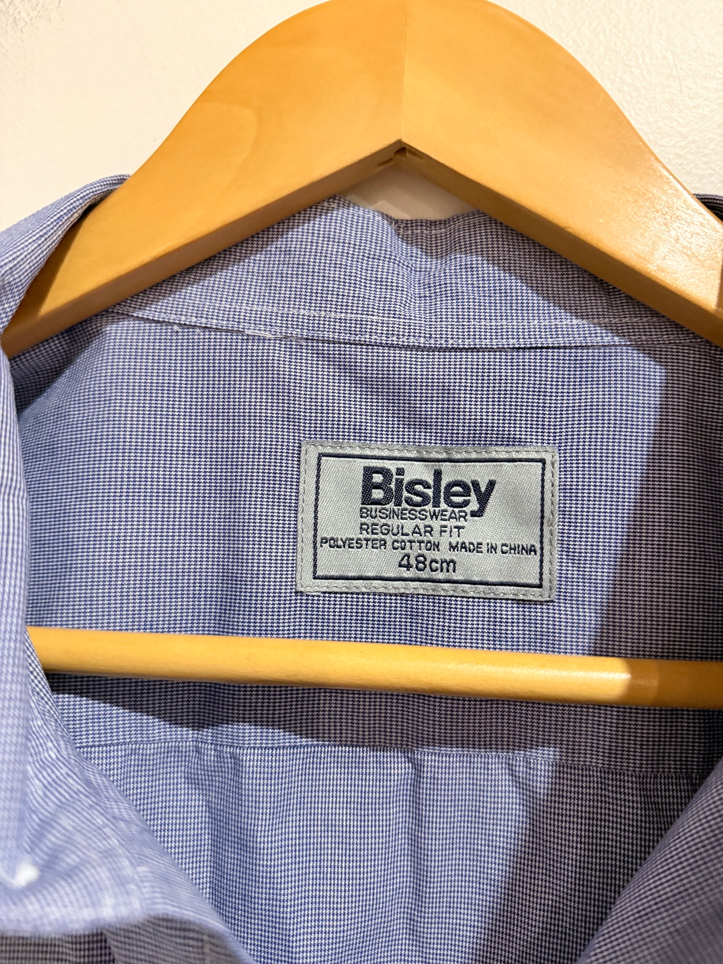 Bisley Businesswear Blue Micro Check Long Sleeve Shirt - u/arm 76cm (3XL?)