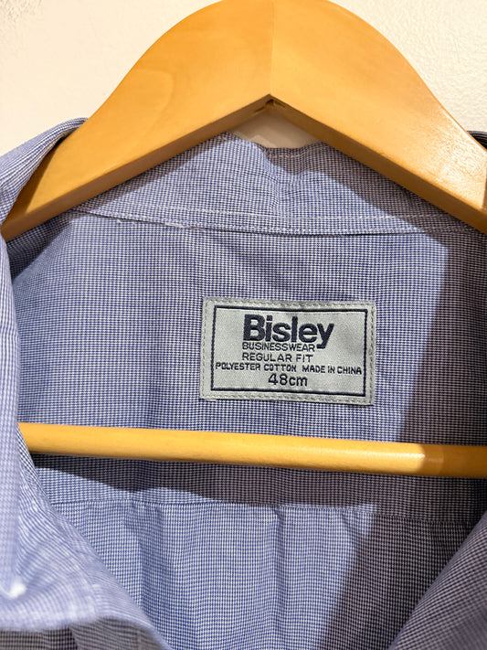 Bisley Businesswear Blue Micro Check Long Sleeve Shirt - u/arm 76cm (3XL?)