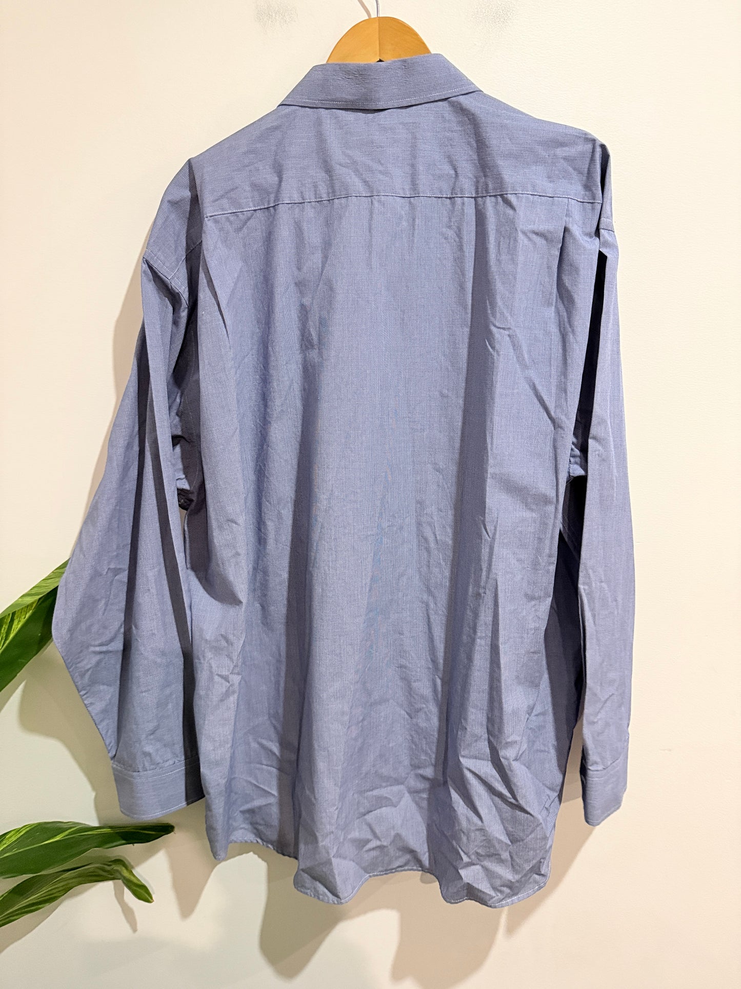 Bisley Businesswear Blue Micro Check Long Sleeve Shirt - u/arm 76cm (3XL?)