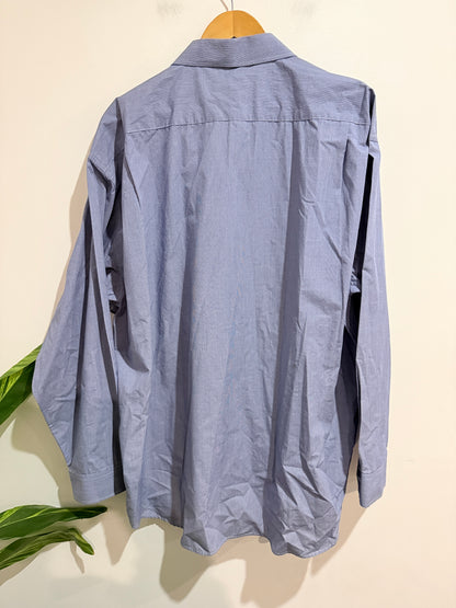 Bisley Businesswear Blue Micro Check Long Sleeve Shirt - u/arm 76cm (3XL?)