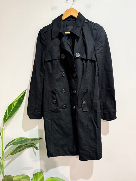 Country Road Black Cotton Trench Coat - Size S