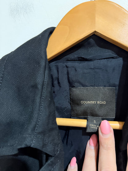 Country Road Black Cotton Trench Coat - Size S