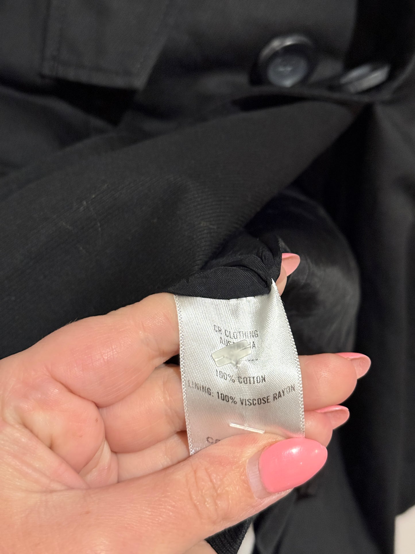 Country Road Black Cotton Trench Coat - Size S