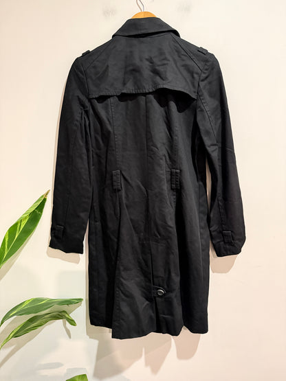 Country Road Black Cotton Trench Coat - Size S