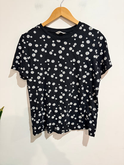 Spirit Black Daisy Print Top - Size 10