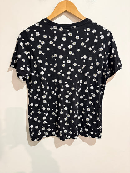 Spirit Black Daisy Print Top - Size 10