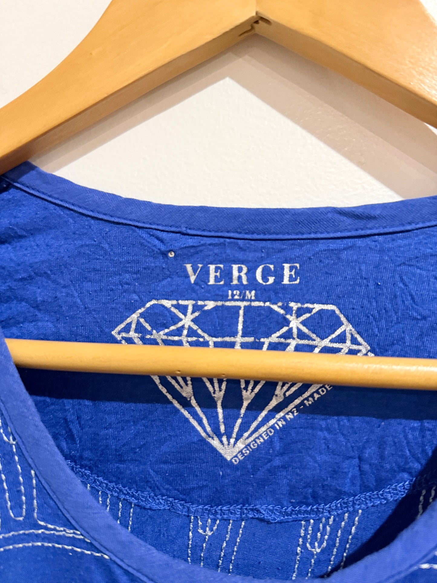 Verge Blue Geometric Print T-Shirt - Size 12/M