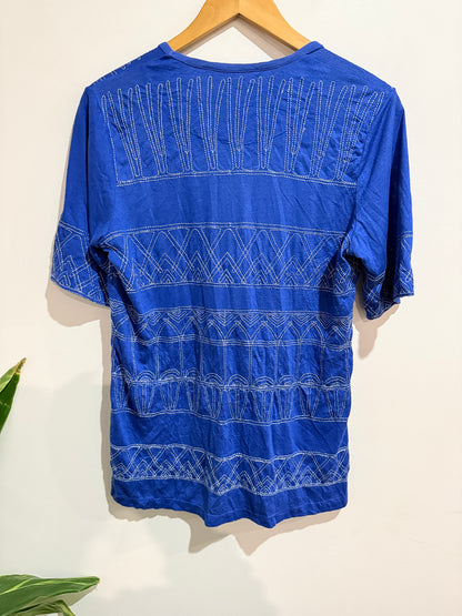 Verge Blue Geometric Print T-Shirt - Size 12/M