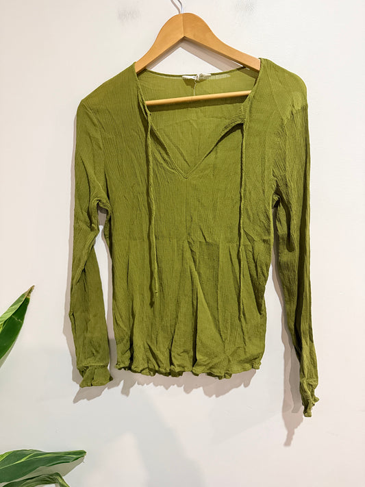 Max Olive Cotton / Silk Blend Top - Size 12