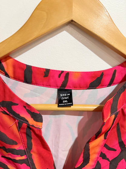 Shein Curve Pink & Orange Tiger Print Tiered Dress - Size 3XL