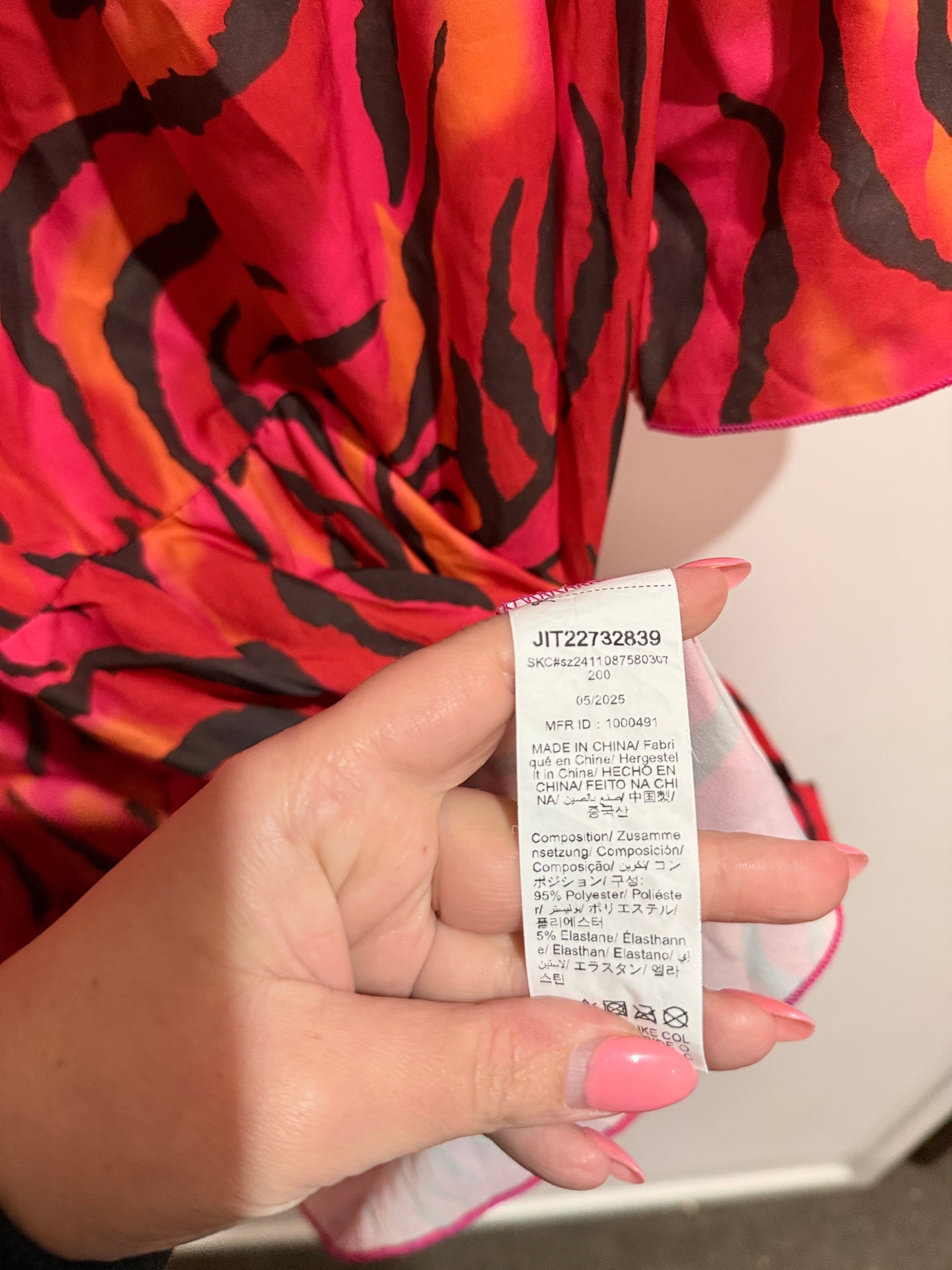 Shein Curve Pink & Orange Tiger Print Tiered Dress - Size 3XL