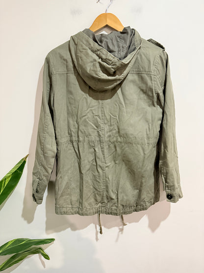 Dotti Khaki Green Cotton Utility Jacket - Size 10