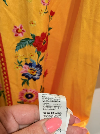 Shein Yellow Floral Print Maxi Dress - Size M