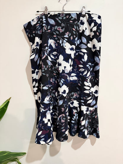 Capture Navy Floral Peplum Skirt - Size 16