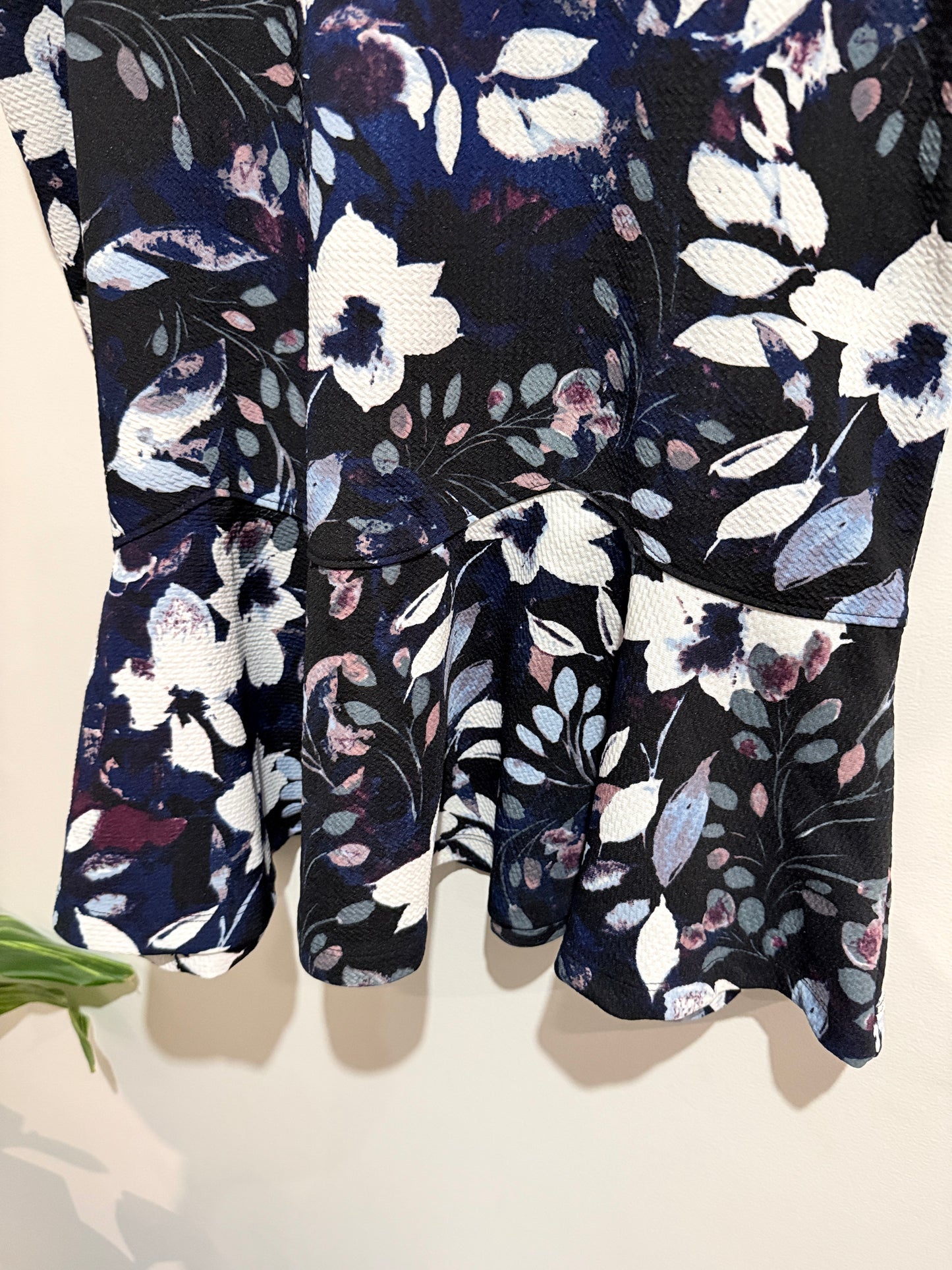 Capture Navy Floral Peplum Skirt - Size 16