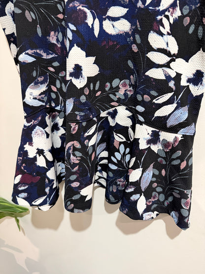 Capture Navy Floral Peplum Skirt - Size 16