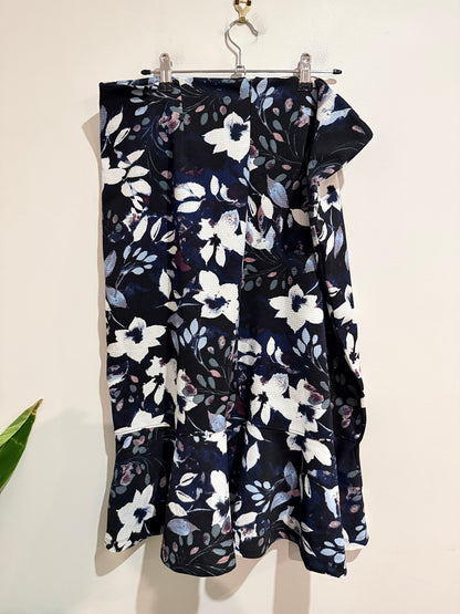 Capture Navy Floral Peplum Skirt - Size 16