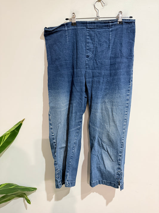 Maya Blue Ombre Denim Cropped Jeans - Size L