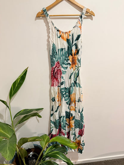 tropical Floral Print Button Front Maxi Dress - Size 2XL