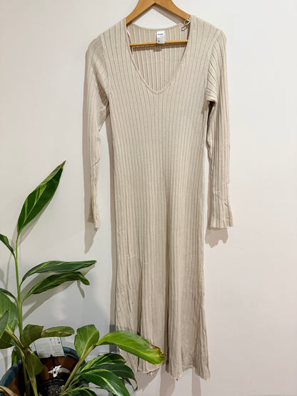 Anko Beige Ribbed Knit Maxi Dress - Size 16