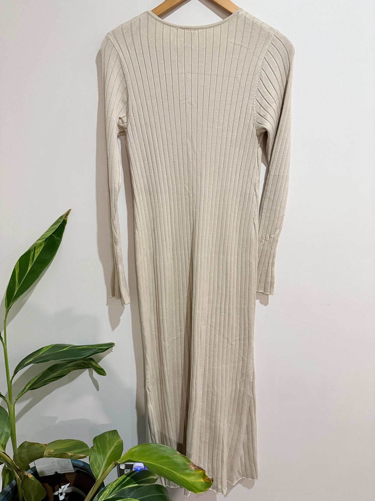 Anko Beige Ribbed Knit Maxi Dress - Size 16