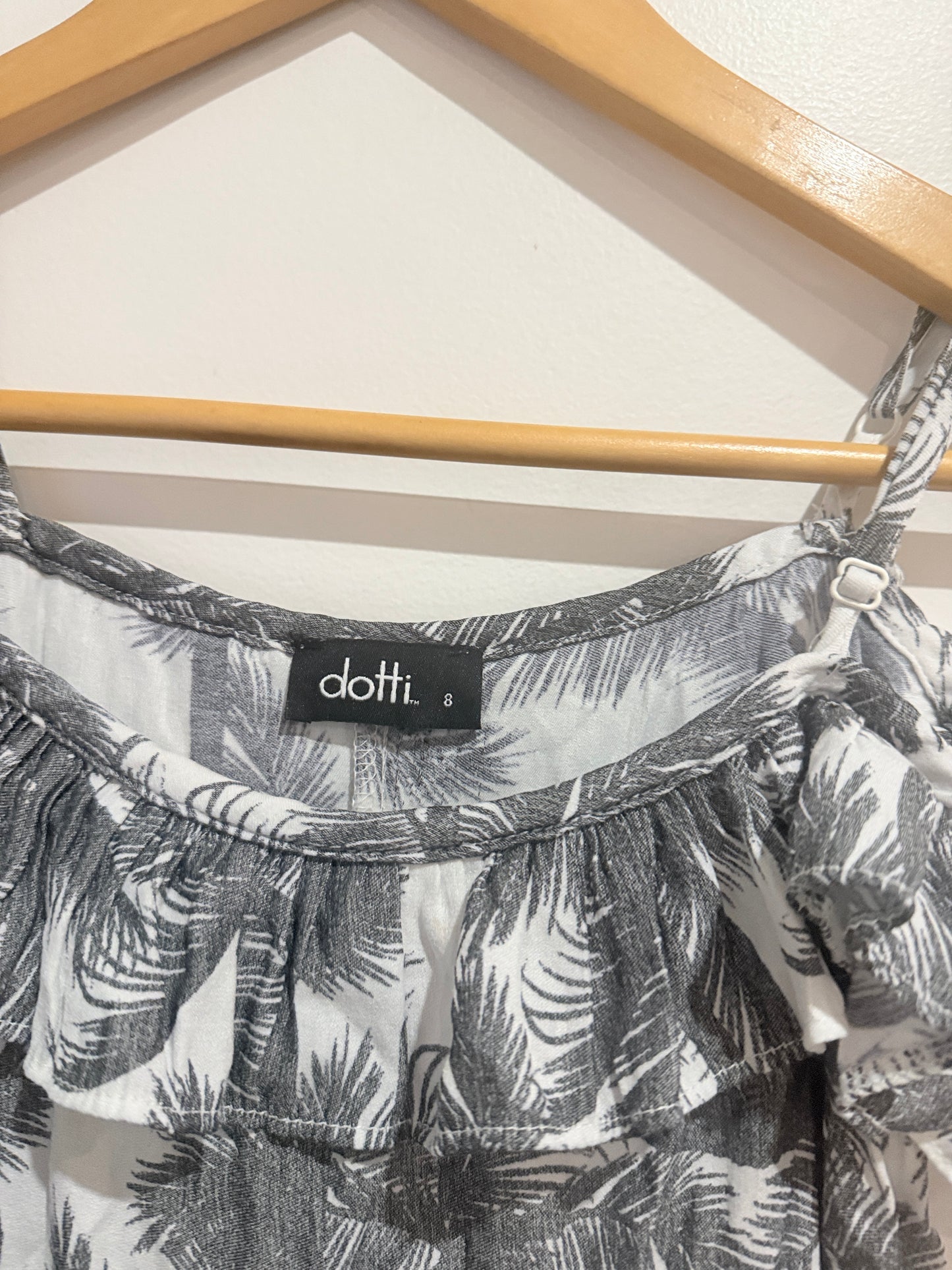 Dotti Grey Palm Print Dress - Size 8