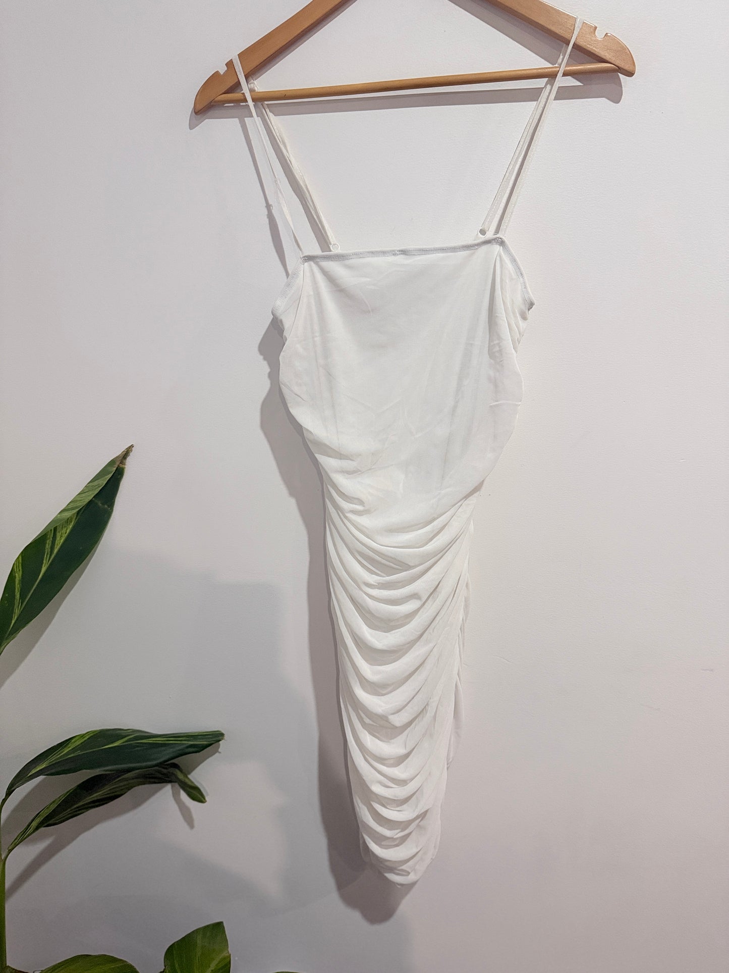 Shein White Ruched Slip Dress - u/arm 40cm