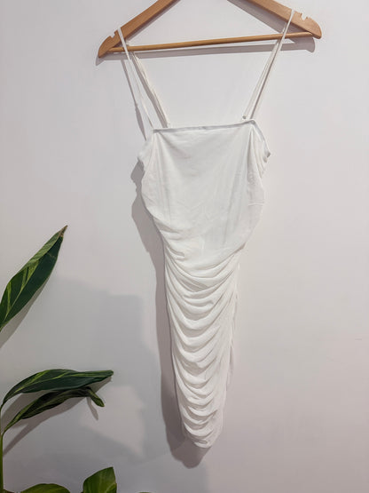 Shein White Ruched Slip Dress - u/arm 40cm
