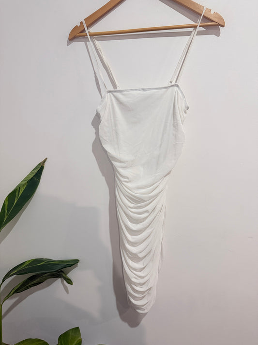 Shein White Ruched Slip Dress - u/arm 40cm