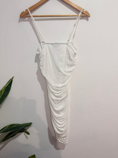 Shein White Ruched Slip Dress - u/arm 40cm