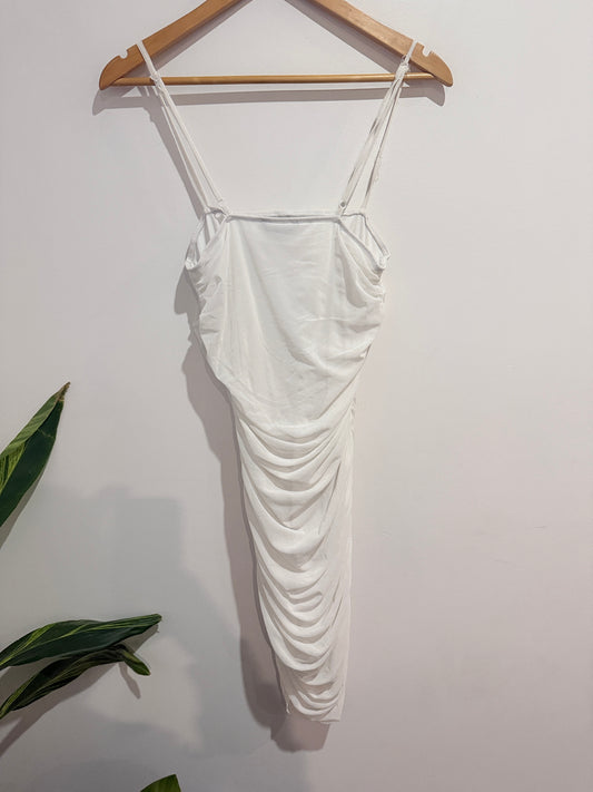 Shein White Ruched Slip Dress - u/arm 40cm