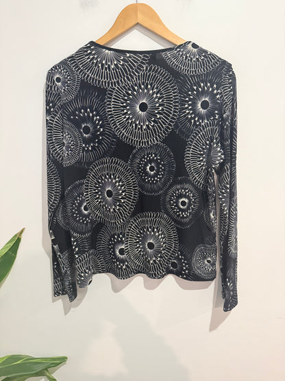 Feathers Black Floral Long Sleeve Top - Size XL