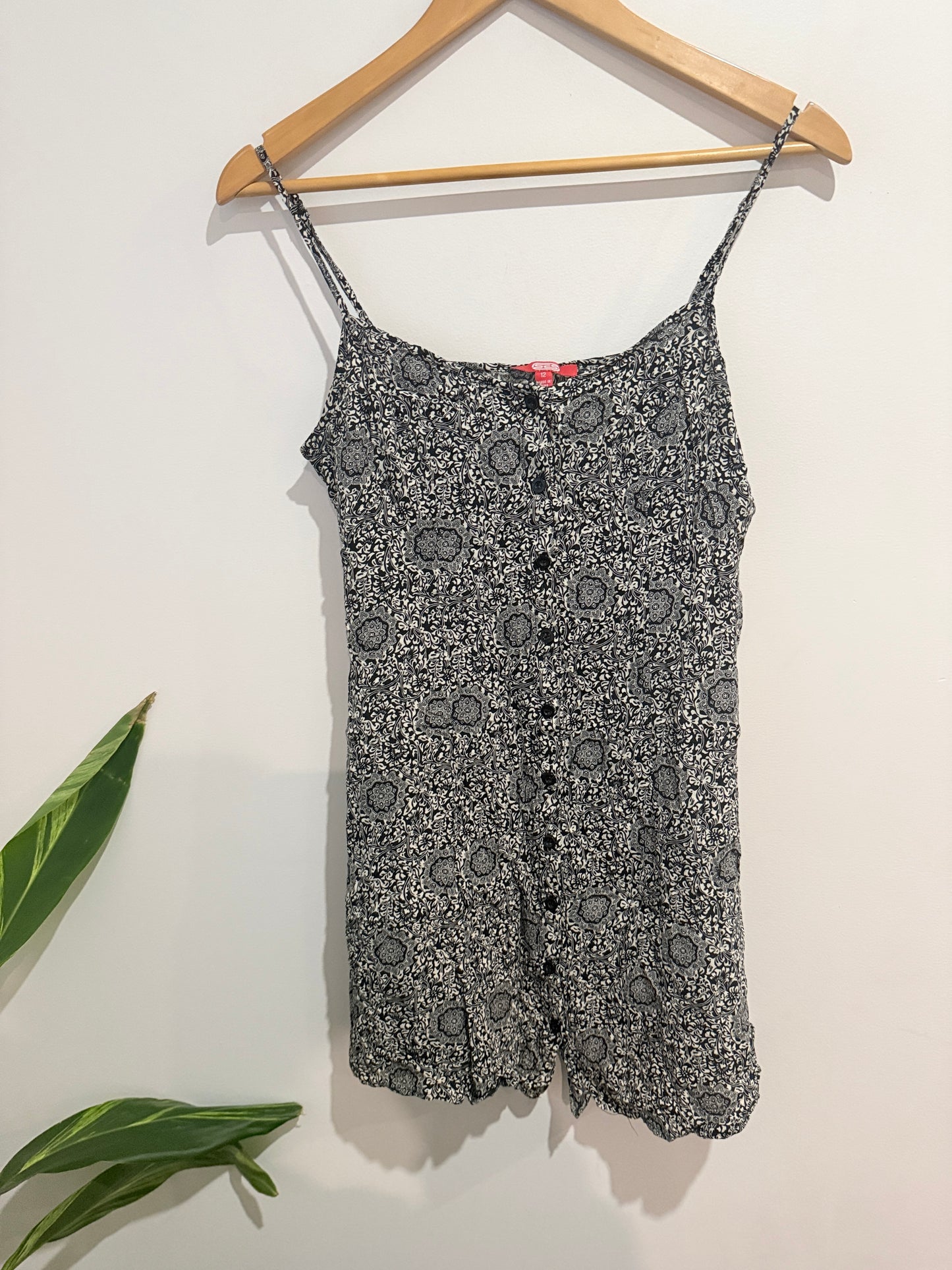 SES Black Paisley Print Mini Dress - Size 12