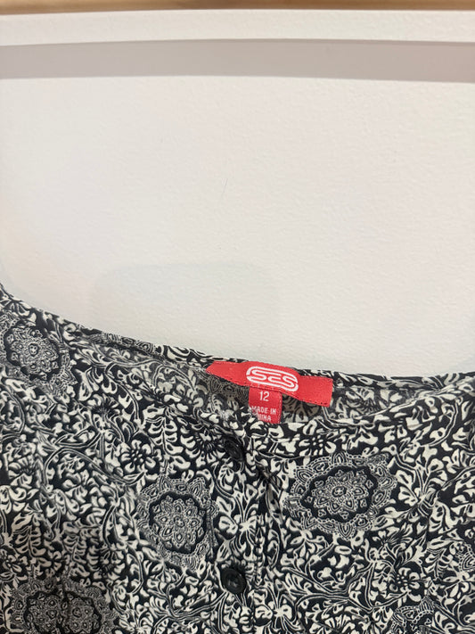 SES Black Paisley Print Mini Dress - Size 12