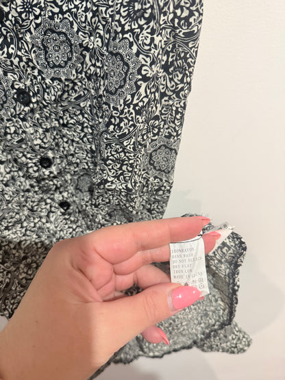 SES Black Paisley Print Mini Dress - Size 12