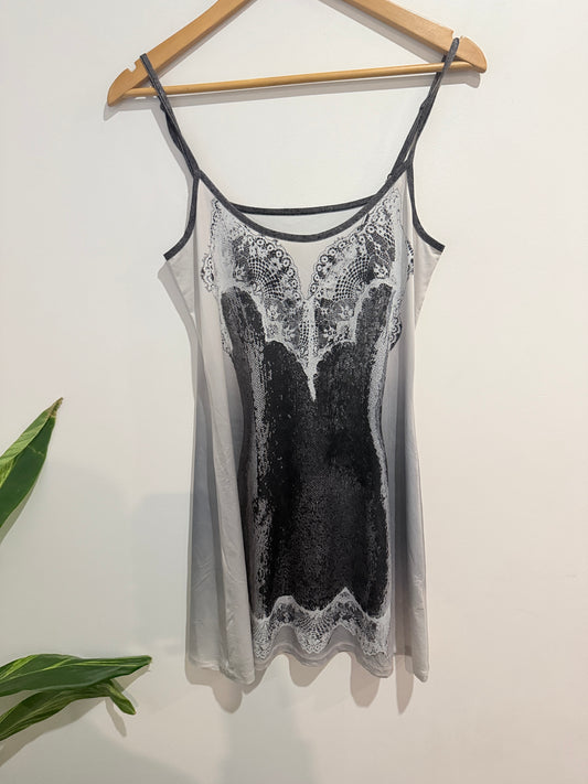 Graphic Lace Slip Print Dress - Size S