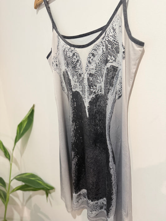Graphic Lace Slip Print Dress - Size S