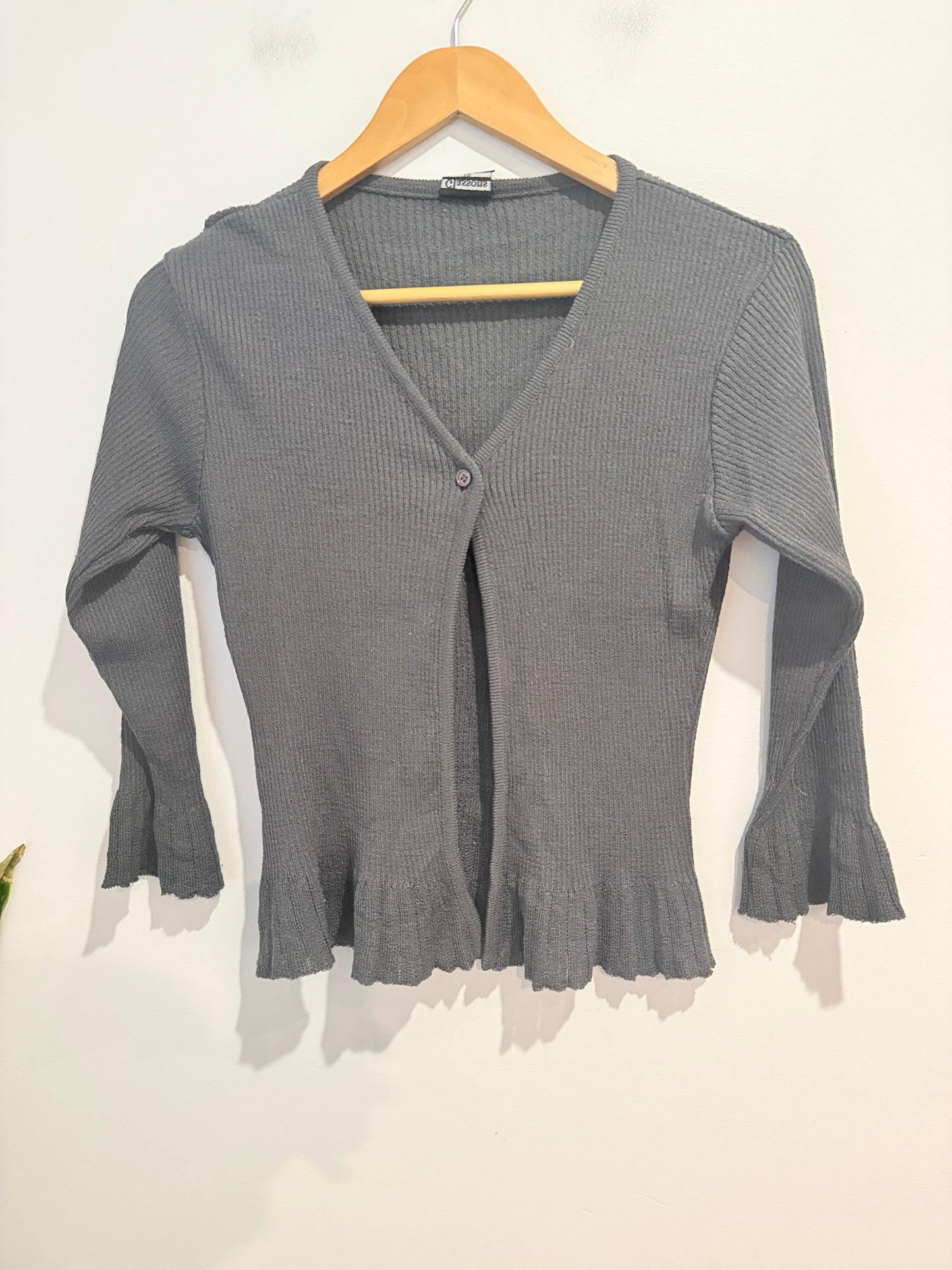 Glassons Grey Ribbed Peplum Cardigan - Size 10