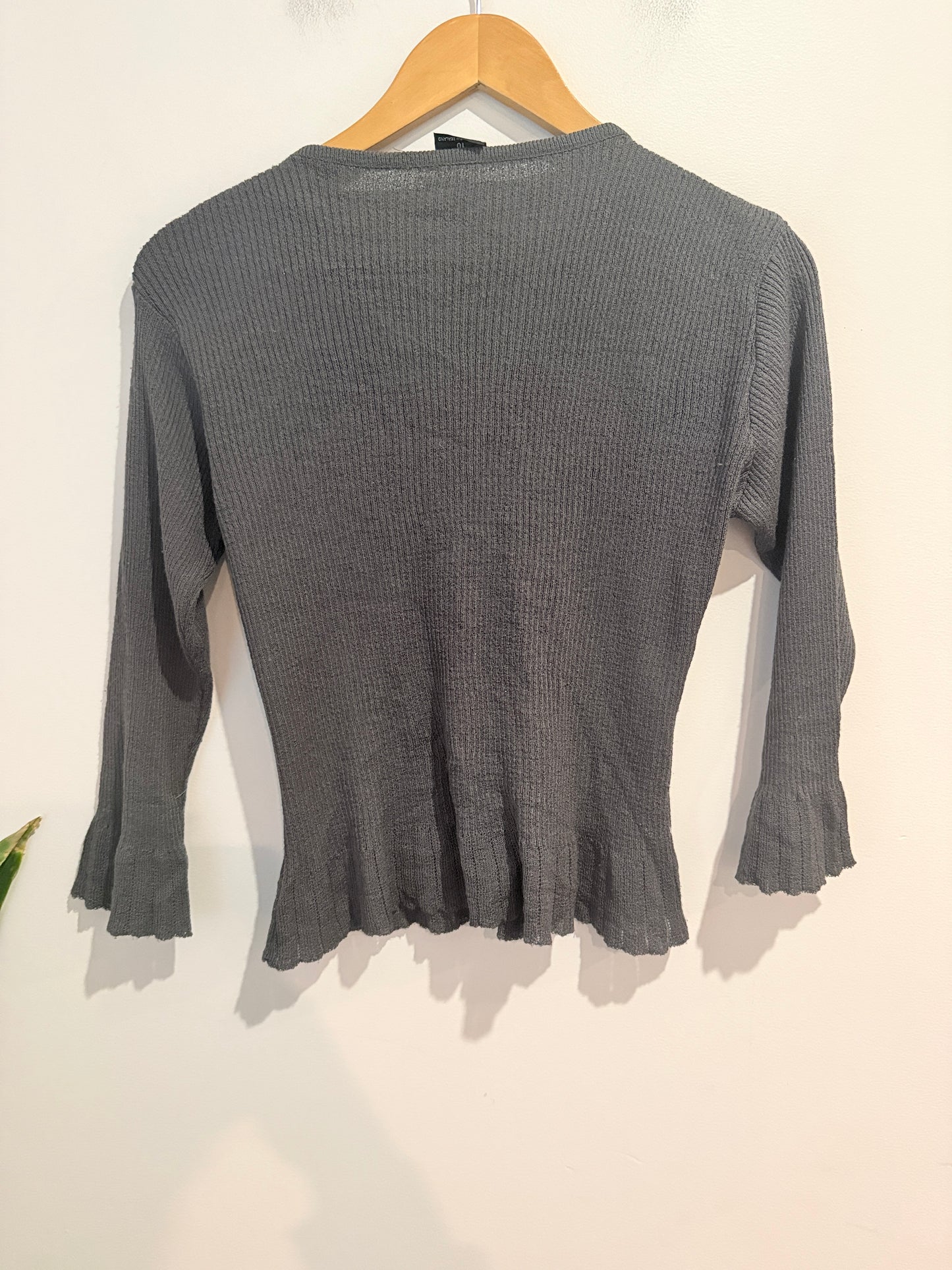 Glassons Grey Ribbed Peplum Cardigan - Size 10
